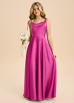 Azazie Popsy Junior Linia A Ukłon Satyna elastyczna Długość podłogi Młodsza druhna Sukienka image5