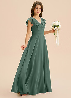 Azazie Anysa Junior Robe Trapèze en Mousseline de soie Rayé Mousse De Mer image5