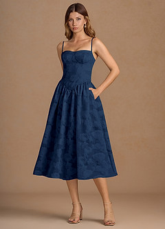 Vestido Azul Marino Oscuro Midi Celestine image4