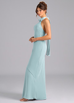 Azazie Velli Bridesmaid Dresses Mist Mermaid Bow Chiffon Dress image5