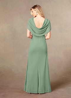 Azazie Luisa Mother of the Bride Dresses Matcha Mermaid V-Neck Pleated Mesh Dress image2