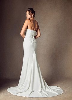Azazie Elyse Wedding Dresses Diamond White Mermaid Strapless Crepe Back Satin Dress image2