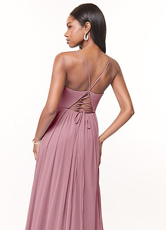 Azazie Marsol Bridesmaid Dresses Vintage Mauve A-Line Corset Mesh Dress image4