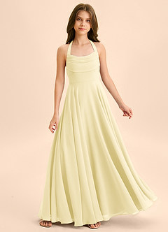 Azazie Kady Junior A-Linie Herzausschnitt Chiffon Kleid Zitronensorbet image1