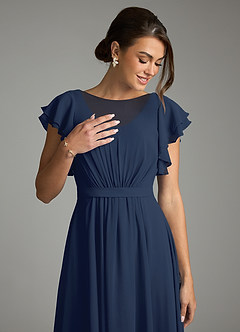 Azazie Daphne Modest Bridesmaid Dresses A-Line Ruffled Chiffon Floor-Length Dress image5