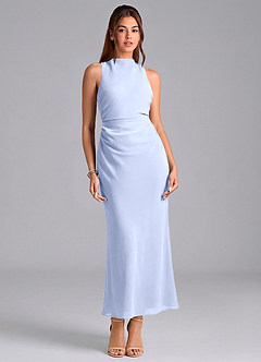 Azazie Evadne Brautjungfernkleider Etui Plissee Chiffon Kleid Eis image3