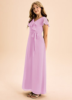 Azazie Lainey Junior A-Linie mit Taschen Chiffon Kleid Bonbonrosa image3