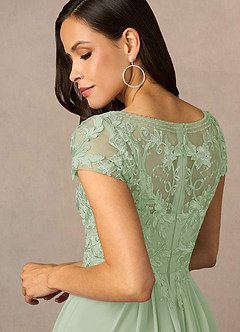 Azazie Lunda Mère de la mariée Robes Robe Trapèze en Mousseline de soie Dentelle Vert Sauge image5