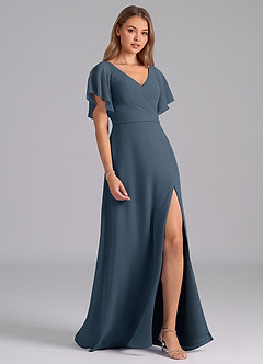 Azazie Ambrosia Bridesmaid Dresses Neptune A-Line Pleated Chiffon Dress image5