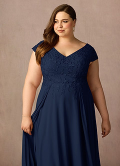 Azazie Rosemarie vestidos de madre de la novia Vestido de Azul Marino Oscuro de Encaje de Corte En A image12