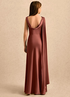 Azazie Sanah Girls Formal Flower Girl Klänningar Klänning A-Line i Stretch Satin Plisserad image2