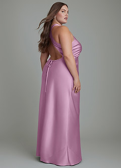 Azazie Evadne Bridesmaid Dresses Wisteria Sheath Pleated Stretch Satin Dress image8