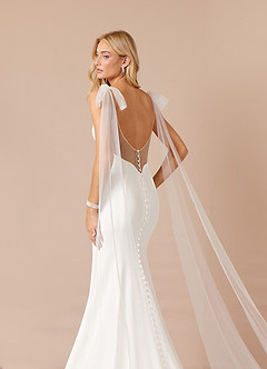 Azazie Sharen Wedding Dresses Diamond White Caramel Mermaid Stretch Crepe Dress image3