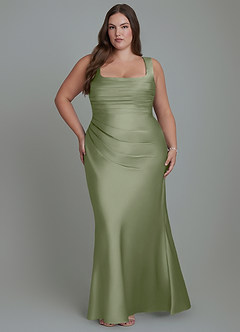 Azazie Agustina Bridesmaid Dresses Pistachio Mermaid Corset Stretch Satin Dress image7