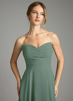 Azazie Ayla Abiti da Damigella Abito A-Line in Chiffon Scollo a Cuore Eucalipto image4