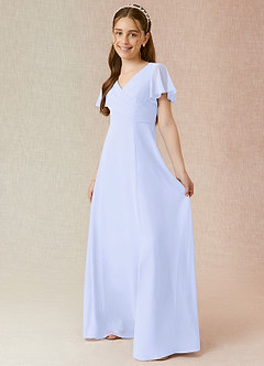 Azazie Induh Junior Abito A-Line in Chiffon Increspato Lavanda image3