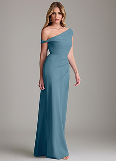 Azazie Emerson 신부 들러리 드레스 쉬스 오프 더 숄더 쉬폰 바닥 길이 드레스 image5