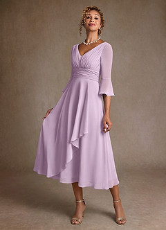 Azazie Aerynne Mother of the Bride Dresses Frosted Lilac A-Line Pleated Chiffon Dress image3