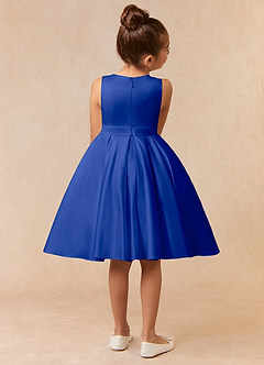 Azazie Coco Flower Girl Dresses Royal Blue A-Line Bow Matte Satin Dress image4