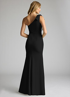 Azazie Rinna Bridesmaid Dresses Black Mermaid One Shoulder Stretch Crepe Dress image5