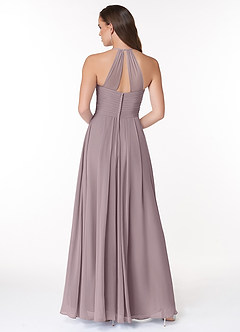 Azazie Ginger Bridesmaid Dresses Dusk A-Line Halter Pleated Chiffon Dress image2