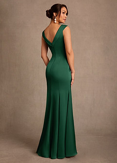 Azazie Franny Mère de la mariée Robes Robe Fourreau en Satin extensible Dentelle Vert Foncé image2