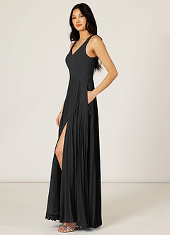 Azazie Lindsey Bridesmaid Dresses A-Line Pleated Chiffon Floor-Length Dress image4