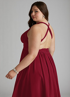 Azazie Ashia Bridesmaid Dresses Burgundy A-Line Pleated Chiffon Dress image8