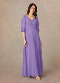 Azazie Bronwyn Mother of the Bride Dresses Tahiti A-Line V-Neck Ruched Chiffon Dress image2