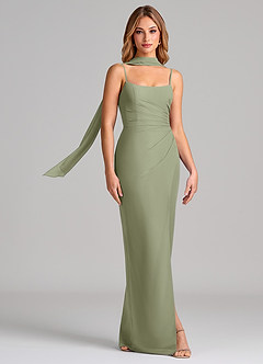 Azazie Calandra Suknie dla druhen Osłona Pofałdowany Szyfon Do ziemi Sukienka image3