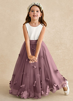 Azazie Vi Flower Girl Dresses Vintage Mauve A-Line Sleeveless Tulle Dress image6