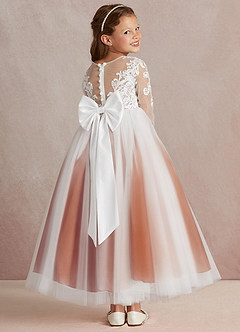 Azazie Elodie Flower Girl Dresses Ivory Paprika Ball-Gown Lace Dress image4