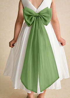 Azazie Margot Flower Girl Dresses Ivory Basil A-Line Pleated Chiffon Dress image8