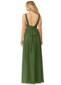 Azazie Kora Brautjungfernkleider A-Linie Plissee Chiffon Kleid Olivgrün image2
