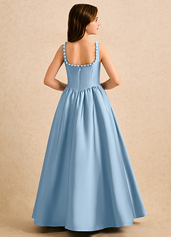 Azazie Enid Girls Formal Flower Girl Dresses Powder Blue A-Line Beaded Stretch Satin Dress image2