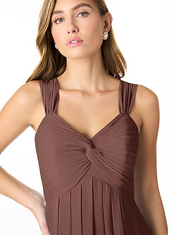 Azazie Kaitlynn Vestidos de damas de honor Vestido de Expresado de Gasa de Imperio Convertible con Fruncido image9