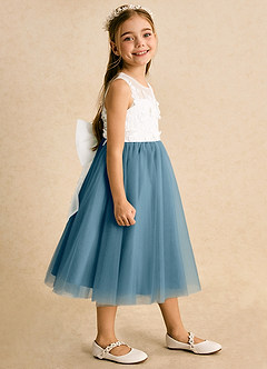 Azazie Lina Flower Girl Dresses Ivory Bermuda Ball-Gown Lace Dress image6