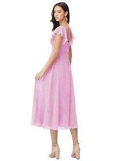 Azazie Bondi Bridesmaid Dresses Candy Pink A-Line Ruched Chiffon Dress image2