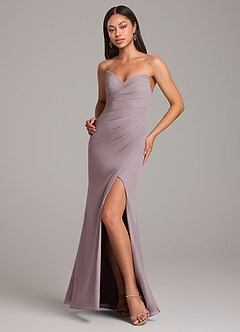 Azazie Yola Bridesmaid Dresses Dusk Sheath Pleated Chiffon Convertible Dress image4
