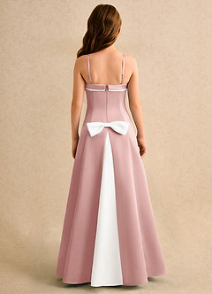 Azazie Izel Girls Formal Blumenmädchenkleider A-Linie Plissee Matte Satin Kleid Elfenbein Roségold image7
