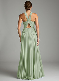 Azazie Afra Abiti da Damigella Abito A-Line in Chiffon Plissettato Verde Salvia image2