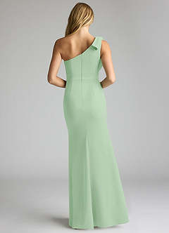 Azazie Rinna Bridesmaid Dresses Dusty Sage Mermaid One Shoulder Stretch Crepe Dress image4