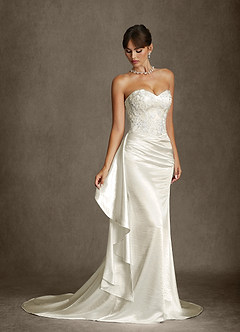 Azazie Angel Wedding Dresses Antique White Mermaid Strapless Charmeuse Dress image2