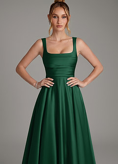 Azazie Azaria Bridesmaid Dresses Dark Green A-Line Corset Stretch Satin Dress image6