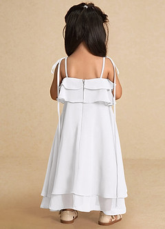 Azazie Temi Flower Girl Dresses White A-Line Spaghetti Strap Chiffon Dress image9
