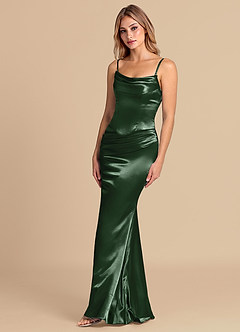 Azazie Sorrel Brudepigekjoler Havfrue Korset Metallisk satin Gulv-længde Kjole image4