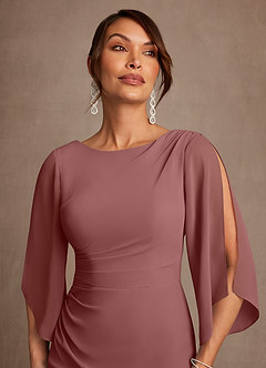 Azazie Anaheim Mother of the Bride Dresses Desert Rose A-Line Pleated Chiffon Dress image4