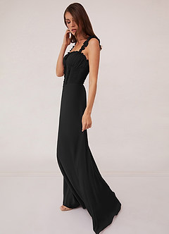 Barbie ♥ Azazie Bridesmaid Dresses Black A-Line Sweetheart Neckline Chiffon Dress image4