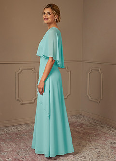 Azazie Bowie Mother of the Bride Dresses Aqua A-Line Chiffon Dress image4