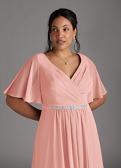 Azazie Tricia Mother of the Bride Dresses Rosette A-Line V-Neck Pleated Chiffon Dress image9
